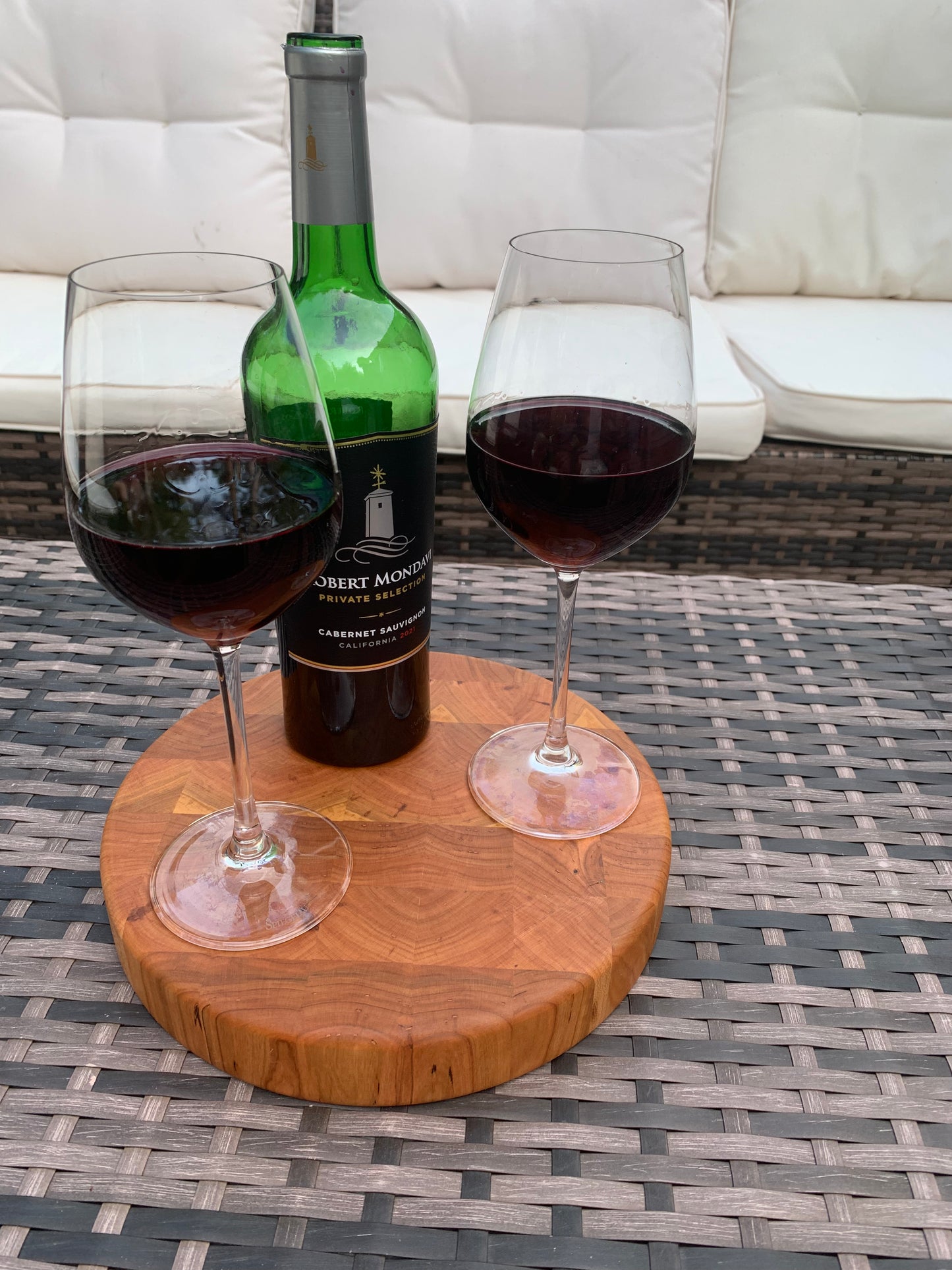End Grain Cherry Wine Serving Board